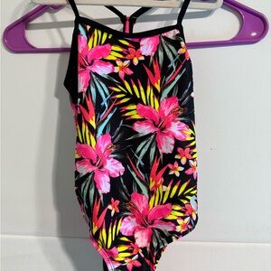 Hurley Vibrant Floral Swimsuit with Pink and Yellow
